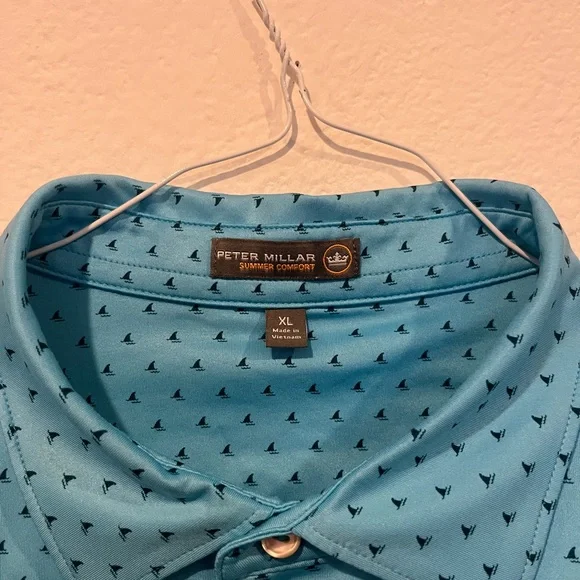 Peter Millar Summer Comfort Sail Boats Golf Polo Shirt Men's Size XL Stretch EUC - Picture 2 of 5